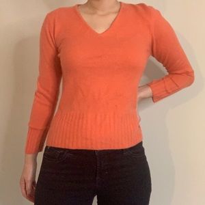 Cashmere Ann Taylor Orange V-Neck Sweater